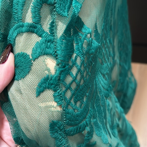Saved By the Dress Green and Nude Embroidered Maxi Dress - Picture 4 of 5